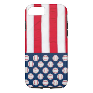Coque iPhone 8/7 Base-ball et cas de téléphone de drapeau américain
