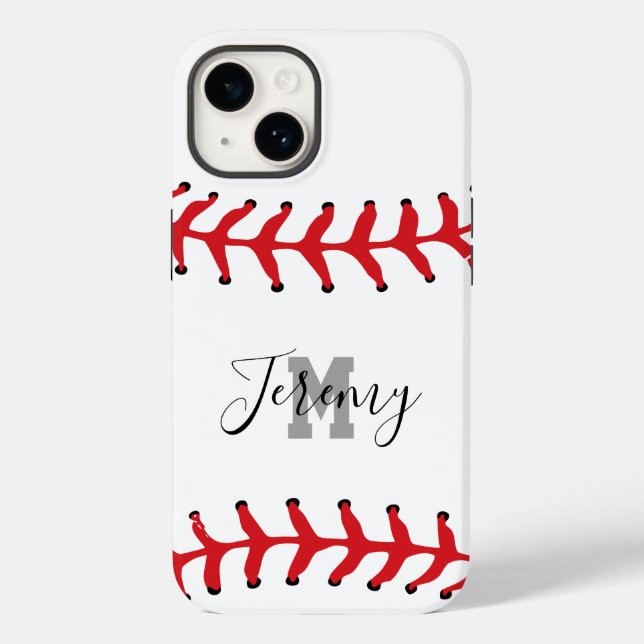 Coques Case-Mate iPhone Base-ball Initial & Nom (Verso)