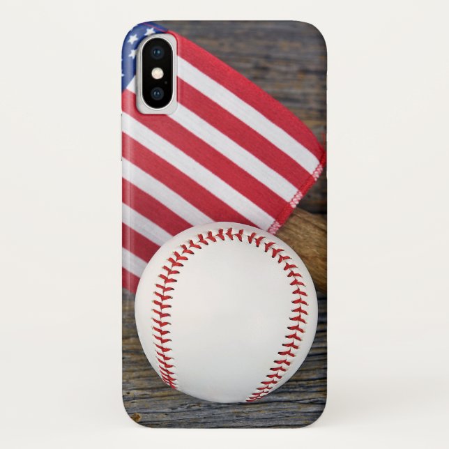 Coques Case-Mate iPhone baseball avec drapeau américain (Dos)