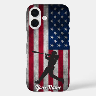 Coque Pour iPhone 16 Baseball Drapeau vintage Américain tendance Person