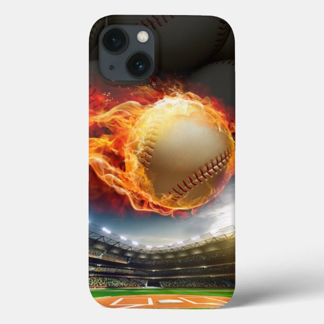 Coques Case-Mate iPhone Baseball en flammes (Verso)