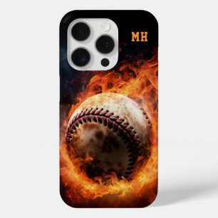 Coque Case-Mate iPhone Baseball Monogramme sur mesure en feu
