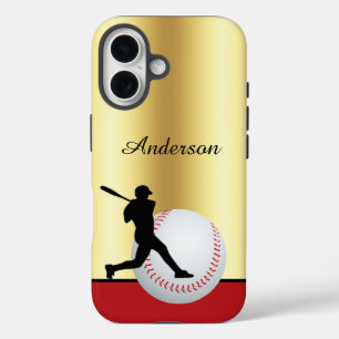 Coque Pour iPhone 16 Baseball personnalisé avec nom Couleurs Élégantes