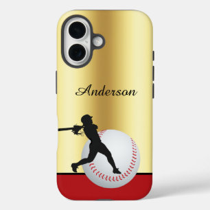 Coque Pour iPhone 16 Baseball personnalisé avec nom Élégant