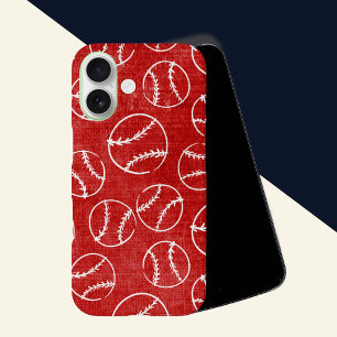 Coque Pour iPhone 16 Baseball Rouge Croché