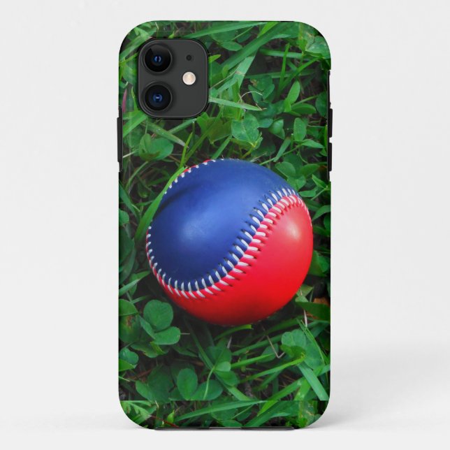 Coques Case-Mate iPhone Baseball Rouge et Bleu avec Stitch Blanc (Dos)
