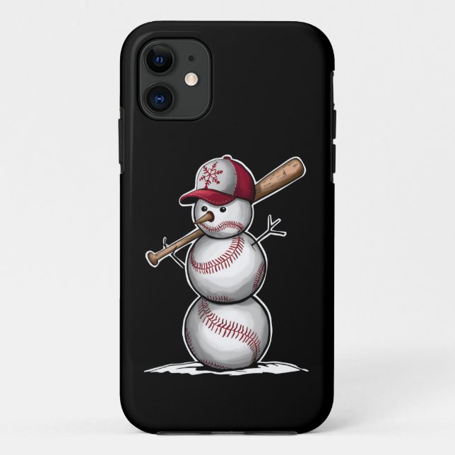 Coques Case-Mate iPhone Baseball Snowman Balls Neige Noël Noël Noël cadeau (Dos)