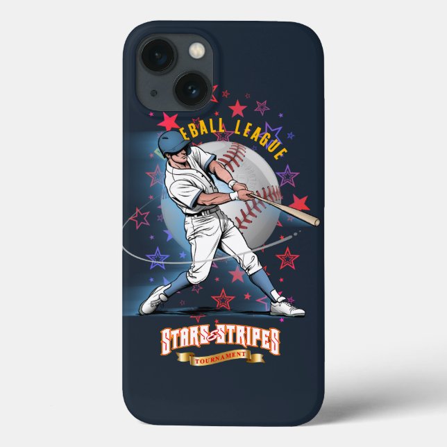 Coques Case-Mate iPhone Baseball Stars & Stripes (Mode sombre) | (Verso)