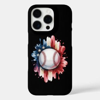Coque iPhone 16 Pro Baseball USA Drapeau Américain Patriotique Sport V