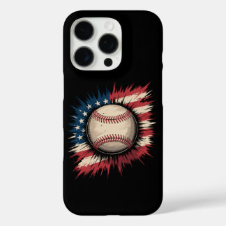 Coque iPhone 16 Pro Baseball USA Drapeau Américain Patriotique Sport V