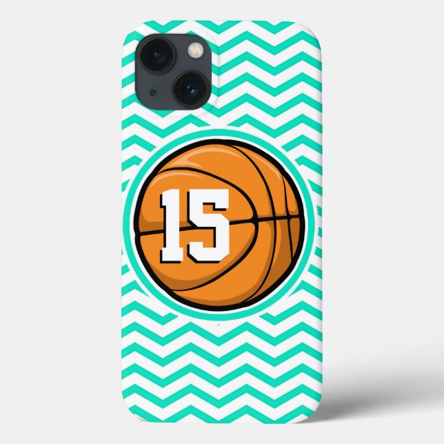 Coques Case-Mate iPhone Basket-ball ; Aqua Green Chevron (Verso)
