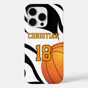 Coques iPhone 16 Pro Basket-ball flamboyant noir et blanc