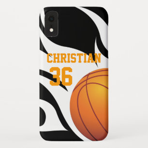 Coque Pour iPhone XR Basket-ball flamboyant personnalisé B/W