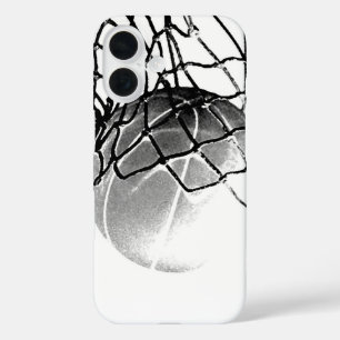 Coque Pour iPhone 16 Basket-ball noir et blanc