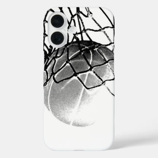 Coque Pour iPhone 16 Basket-ball noir et blanc