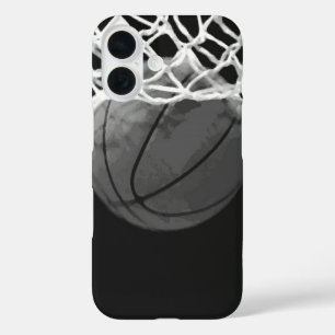 Coques iPhone 16 Basket-ball noir et blanc