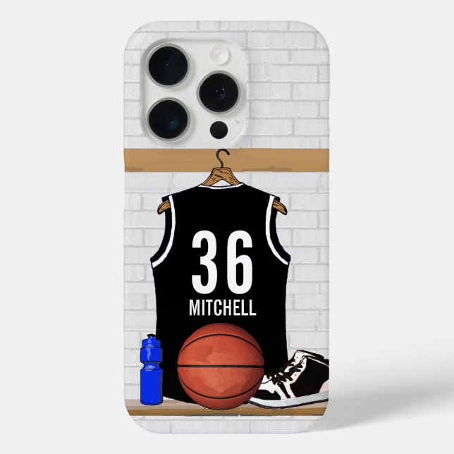 Coques Case-Mate iPhone Basket-ball noir et blanc du Jersey (Verso)