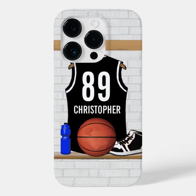 Coques Case-Mate iPhone Basket-ball noir et blanc du Jersey (Verso)