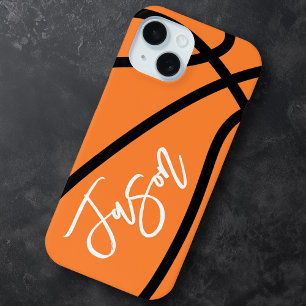Coque Case-Mate iPhone Basket-ball noir orange nom personnalisé