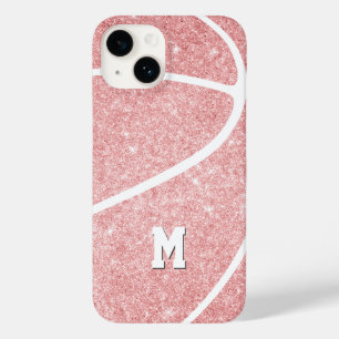 Coque Case-Mate iPhone basket-ball rose monogrammé pour fille