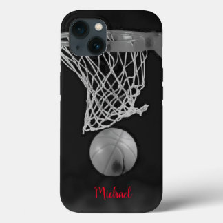 Case-Mate iPhone Case Basket-ball Votre nom Black White Red