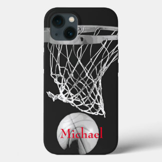 Case-Mate iPhone Case Basket-ball Votre nom Black White Red