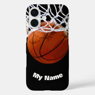 Coque Pour iPhone 16 Basket-ball Votre nom Personnalisé