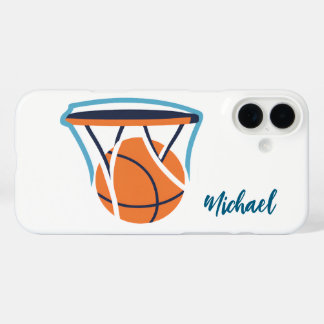 Coque Pour iPhone 16 Plus Basket-ball Votre nom personnel