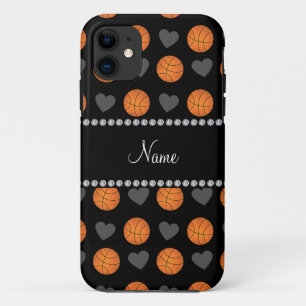 Etui iPhone Case-Mate Basket-balls et coeurs noirs nommés faits sur
