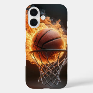 Coque Pour iPhone 16 Basket flamboyant dans le cerceau