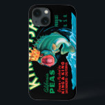 Coques Pour iPhone Bass Fish Wearing a Crown on a Black Background<br><div class="desc">This vintage crate label of a bass fish wearing a crown on a black background will please any vintage art lover. It is an advertisement for KingFish Peas. The colors are very vivid and sharp. Choose this artprint on your product today.</div>