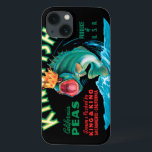 Coques Pour iPhone Bass Fish Wearing a Crown on a Black Background<br><div class="desc">This vintage crate label of a bass fish wearing a crown on a black background will please any vintage art lover. It is an advertisement for KingFish Peas. The colors are very vivid and sharp. Choose this artprint on your product today.</div>