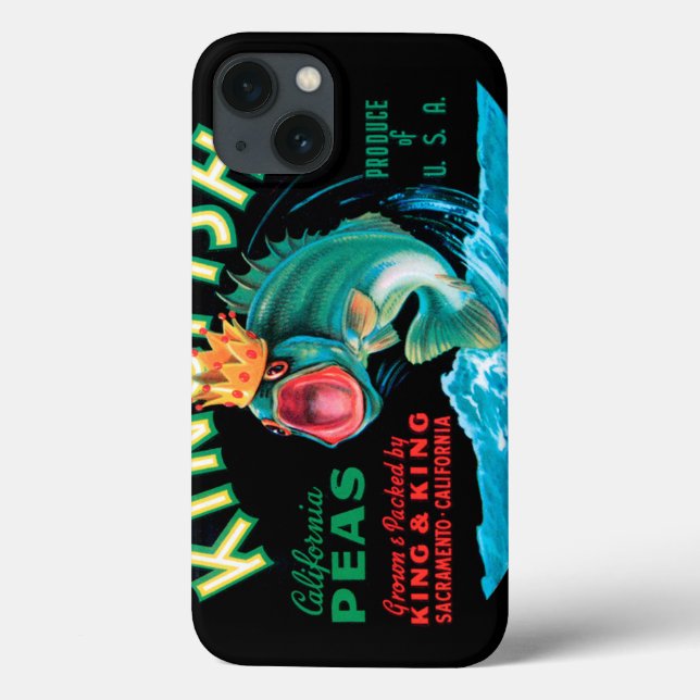 Coques Case-Mate iPhone Bass Fish Wearing a Crown on a Black Background (Verso)