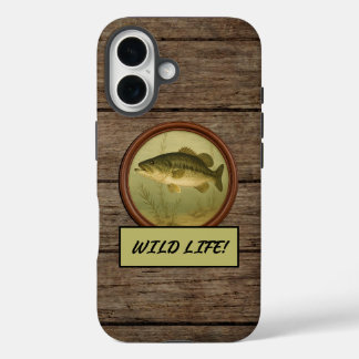Basse à grande bouche coques iphone en bois foncé