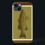 Case-Mate iPhone Case Basse noire sur un Arrière - plan vert<br><div class="desc">Ce morceau d'oeuvre plaira à tout amateur de poisson. Le tableau représente une basse noire nageant dans l'eau verte. Dans cette image,  les bordures marron en font une pièce d'art décorative parfaite.</div>