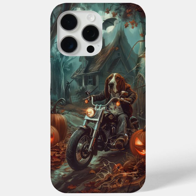 Coques Case-Mate iPhone Basset Hound à moto Halloween Épouvantable (Verso)