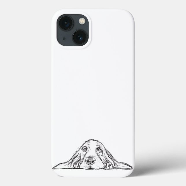 Coques Case-Mate iPhone basset hound noir blanc simple yeux de chiot   (Verso)