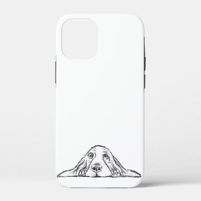 Coques Case-Mate iPhone basset hound noir blanc yeux de chiot simple  (Verso)