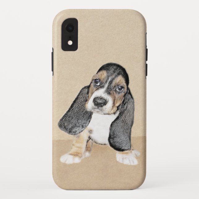 Coques Case-Mate iPhone Basset Hound Peinture Chiot - Art Chien original (Dos)