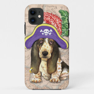 Coque iPhone 11 Basset Hound Pirate
