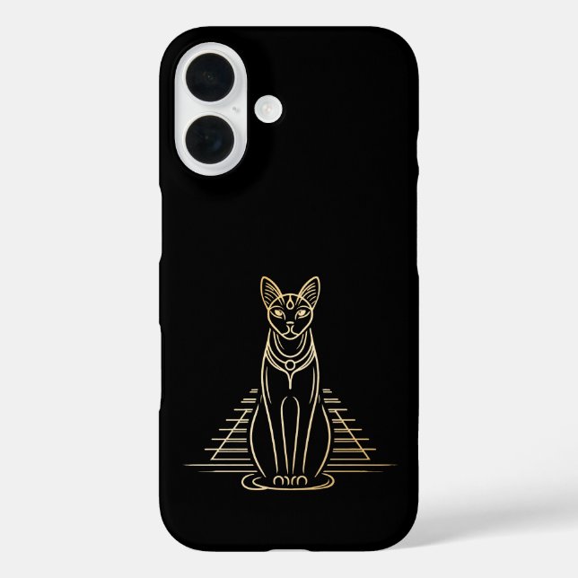 Coques Case-Mate iPhone Bastet, déesse égyptienne des chats devant une pyr (Verso)