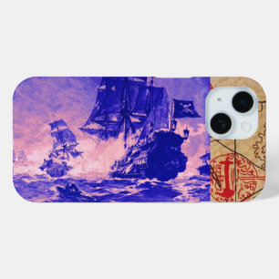 COQUE POUR iPhone 15 BATAILLE DE BATEAU PIRATE / CARTES DE TRÉSOR PIRAT