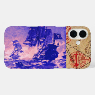 COQUE POUR iPhone 16 PLUS BATAILLE DE BATEAU PIRATE / CARTES DE TRÉSOR PIRAT