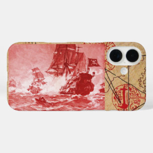 COQUE POUR iPhone 16 BATAILLE DE BATEAU PIRATE / CARTES DE TRÉSOR PIRAT