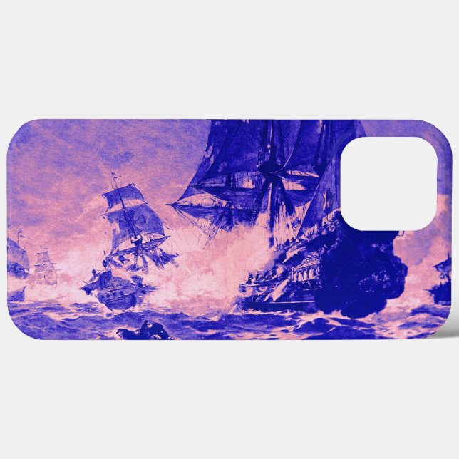 COQUES Case-Mate iPhone BATAILLE DE NAVIRE PIRATE EN ROSE BLEU (Verso (horizontal))