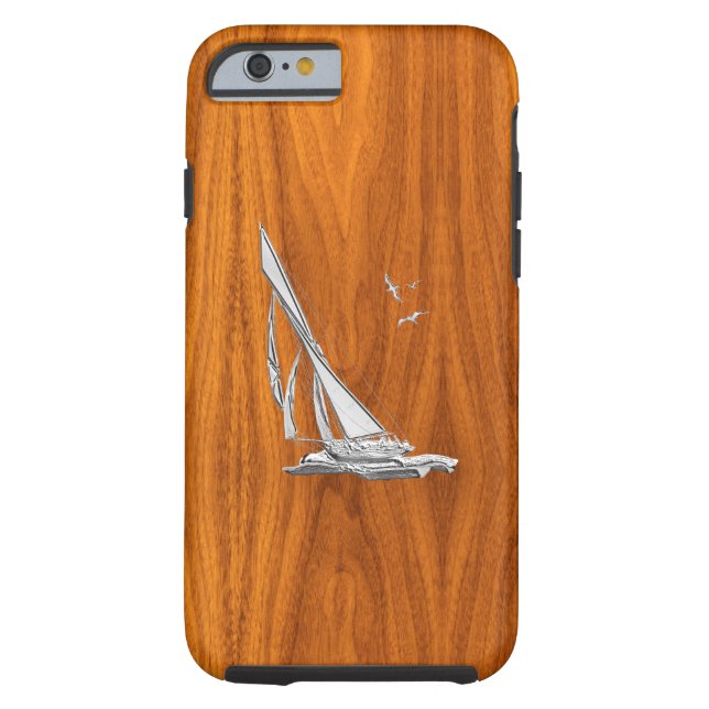 Coques Case-Mate iPhone Bateau à Chrome Nautique sur bois de teck Imprimer (Dos)