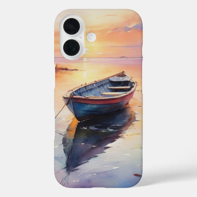 Coques Case-Mate iPhone Bateau à eau de style côtier au coucher du soleil (Verso)