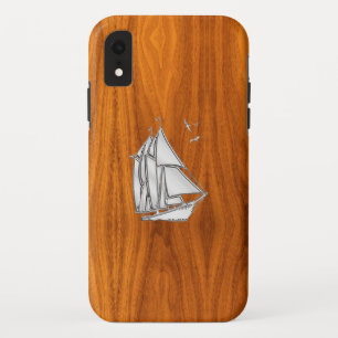 Coque Pour iPhone XR Bateau à voile Chrome Nautical sur impression en b