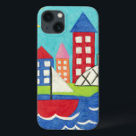 Etui iPhone Case-Mate Bateau à voile et ballon à air chaud avec Cityscap<br><div class="desc">Un paysage urbain sert d'arrière - plan pour un voilier et une montgolfière. Un soleil éclatant brille sur la scène,  et un mignon poisson nage sous l'eau. Achetez cette impression paisible dès aujourd'hui !</div>