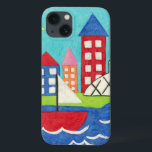 Etui iPhone Case-Mate Bateau à voile et ballon à air chaud avec Cityscap<br><div class="desc">Un paysage urbain sert d'arrière - plan pour un voilier et une montgolfière. Un soleil éclatant brille sur la scène,  et un mignon poisson nage sous l'eau. Achetez cette impression paisible dès aujourd'hui !</div>
